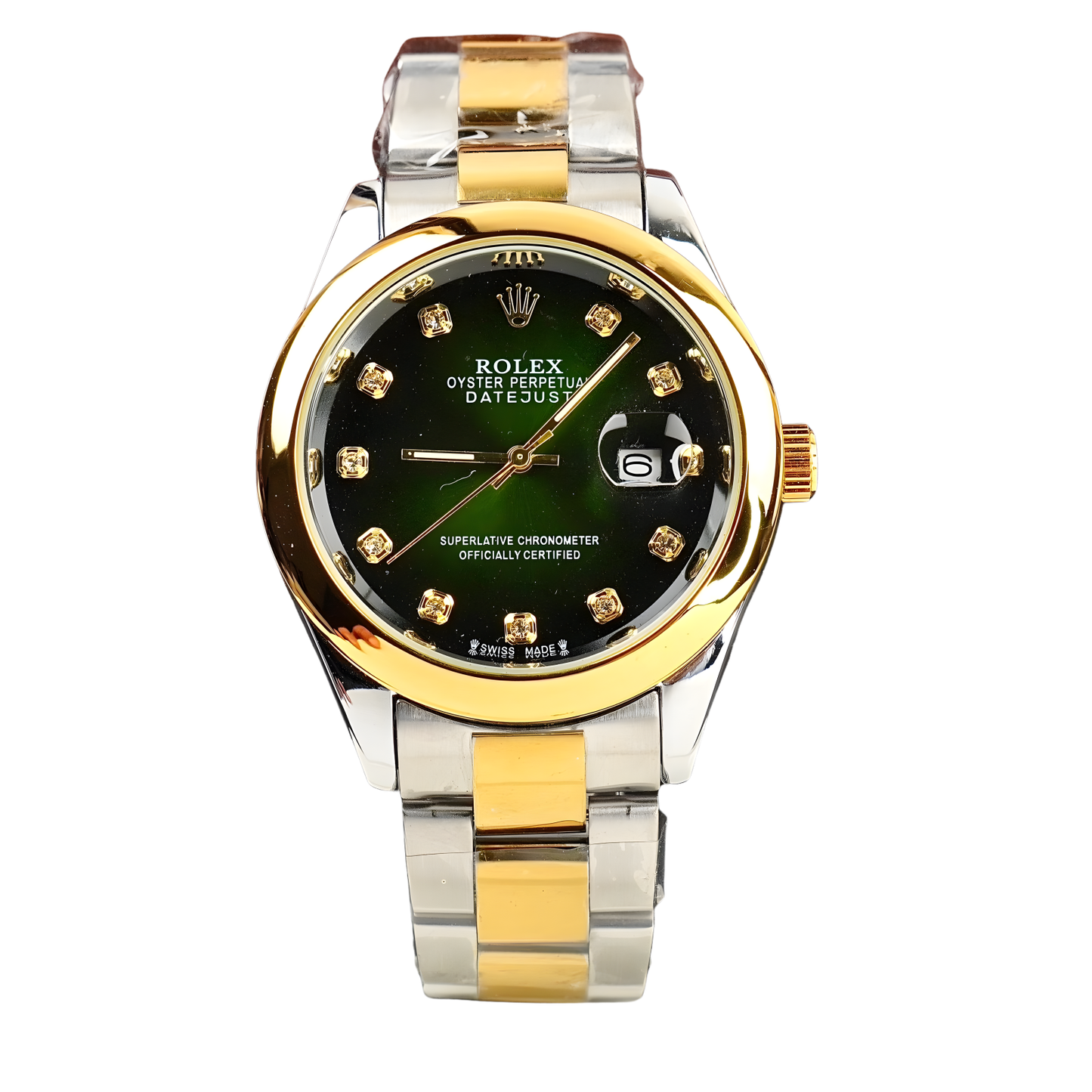 RLX Luxury Men’s Stainless Steel Watch – Two-Tone Gold & Silver Classic Datejust Design (Model C-1136)