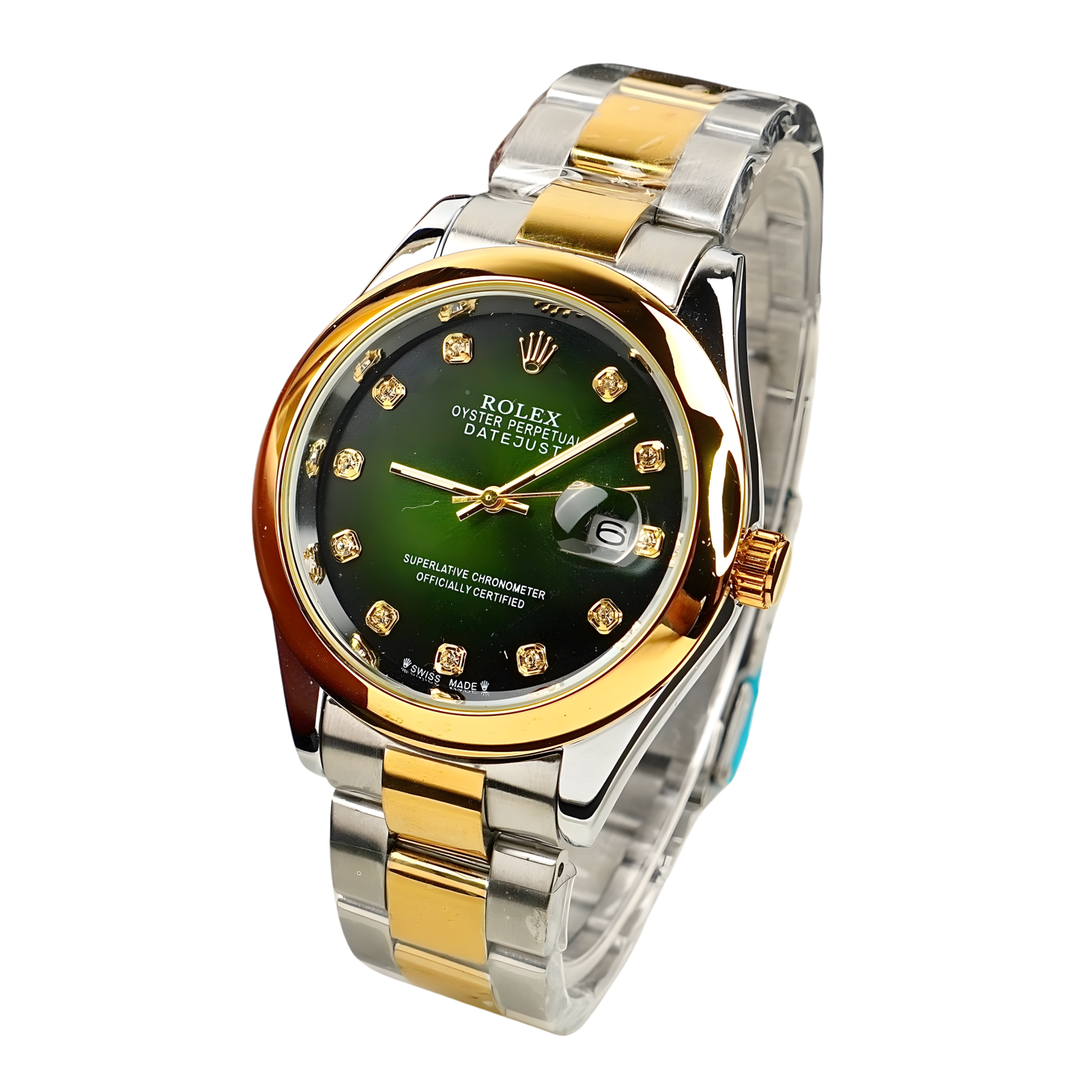 RLX Luxury Men’s Stainless Steel Watch – Two-Tone Gold & Silver Classic Datejust Design (Model C-1136)